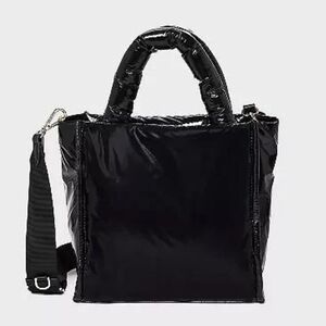 A New Day Black Midi Boxy Satchel Crossbody Handbag NWT Detachable Strap